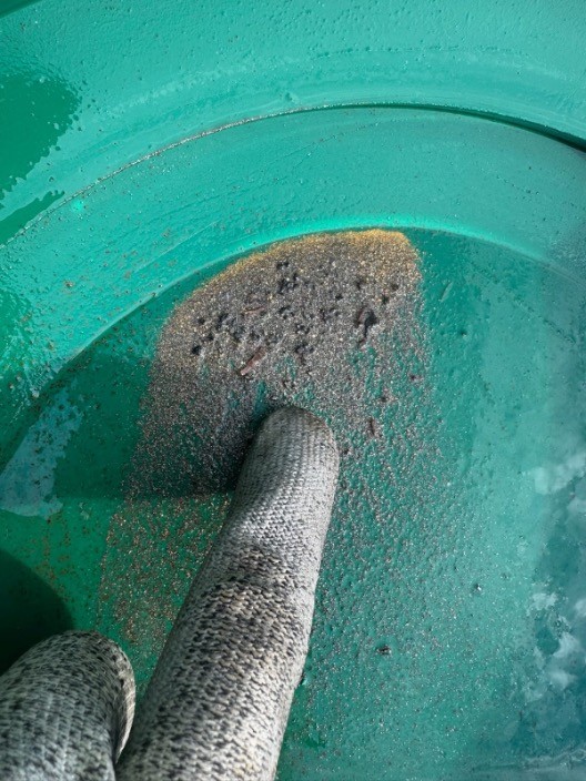 Challenger Plant Operators use gold panning to monitor plant performance.