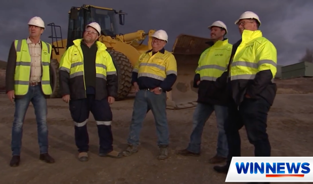 Bringing the historic Challenger mine back to life. L-R: Cr James Hayes, together with GDM’s CEO Justin Haines, Chairman Paul Ryan, Directors Simon Tolhurst and Adam Arkinstall.